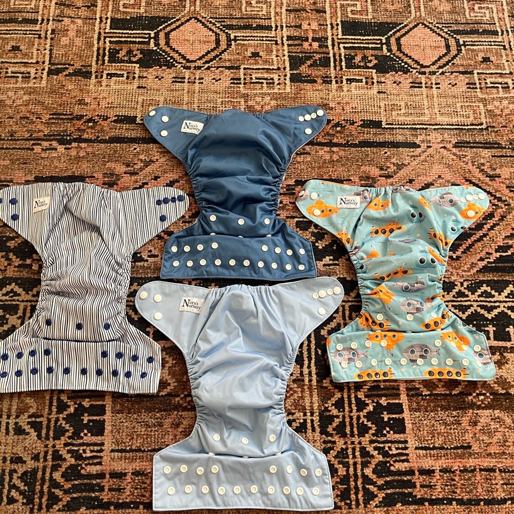 Nora’s Nursery Pocket Diapers with Bamboo Inserts - Sailing Away Set